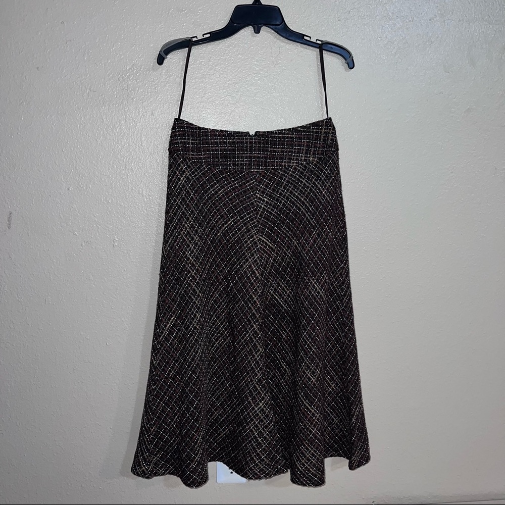 VTG Jones Wear - MIDI A-Line Skirt Brown Plaid Lined Size 4